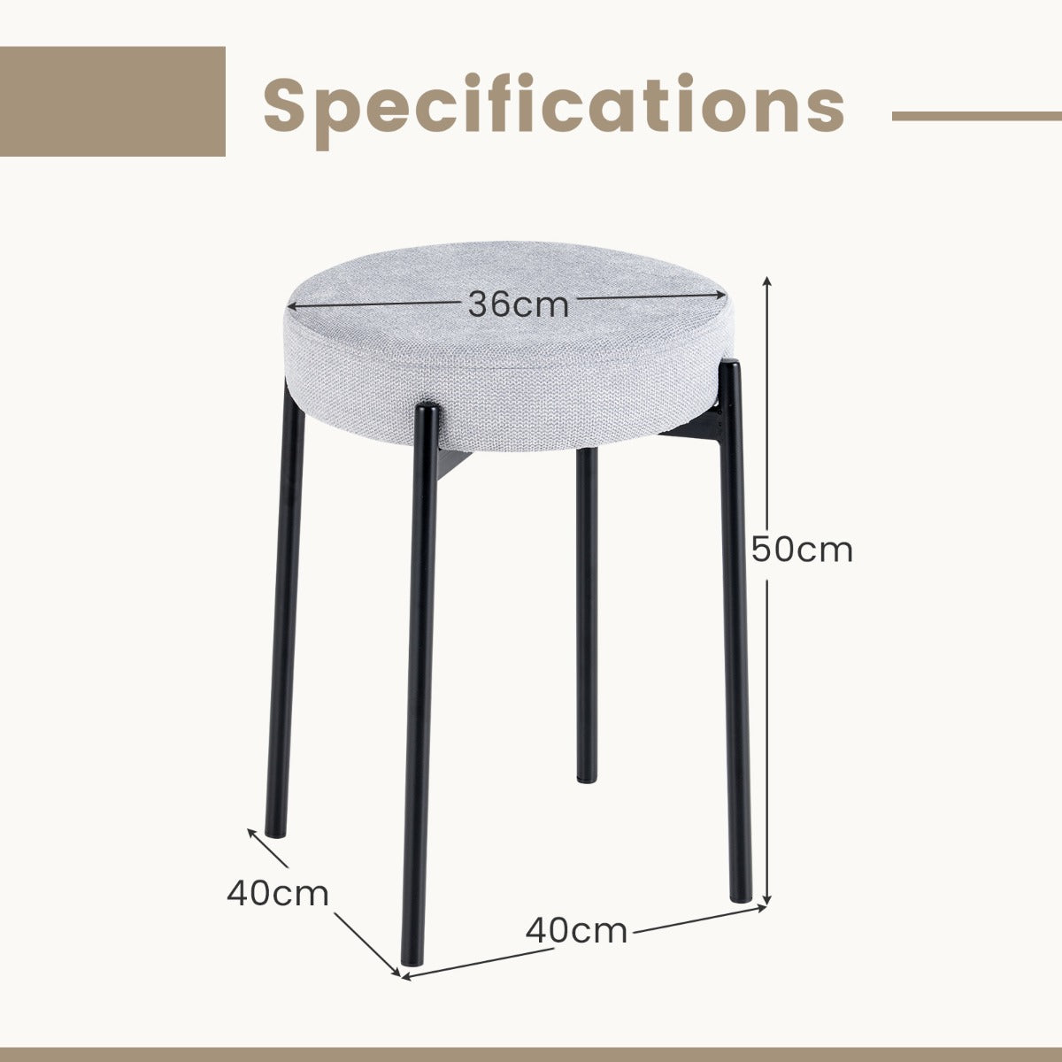 Dining room chairs set of 4 padded kitchen chairs stackable with metal legs light gray