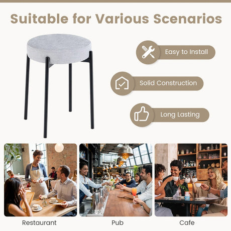 Dining room chairs set of 4 padded kitchen chairs stackable with metal legs light gray