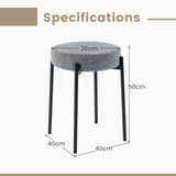2-Piece Bar Stools Set Counter Height Stools with Padded Seat-Light Gray