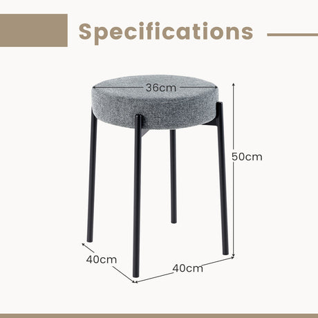 2-Piece Bar Stools Set Counter Height Stools with Padded Seat-Light Gray