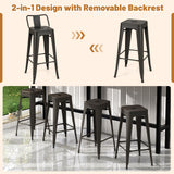 Set of 4 Metal Bar Stools 76 cm with Removable Backrest-Gun