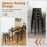 Set of 4 Metal Bar Stools 76 cm with Removable Backrest-Gun