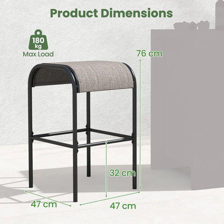 Set of 2/4 Patio Metal Bar Stools with Curved Fabric Seat-Set of 2