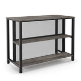 36" 3-Tier Bar Table with Storage Metal Frame Adjustable Foot Pads for Dining Room-Gray