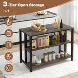 36" 3-Tier Bar Table with Storage Metal Frame Adjustable Foot Pads for Dining Room-Gray