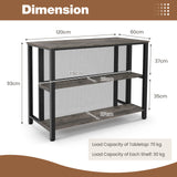 36" 3-Tier Bar Table with Storage Metal Frame Adjustable Foot Pads for Dining Room-Gray