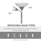 HOMCOM LED Floor Lamp for Living Room, 180cm Tall Standing Lamp, Mother and Child Uplighter with Adjustable Gooseneck, Silver Tone
