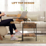 HOMCOM Lift-Top Coffee Table, with Storage - Rustic Brown