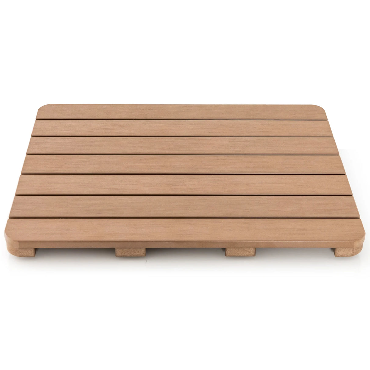 Waterproof HIPS Spa Shower Mat for Bathroom with Non Slip Foot Pads-Brown
