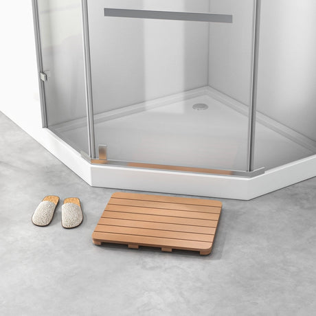 Waterproof HIPS Bath Spa Shower Mat with Non Slip Foot Pads-Brown