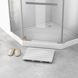 Waterproof HIPS Bath Spa Shower Mat with Non Slip Foot Pads-White