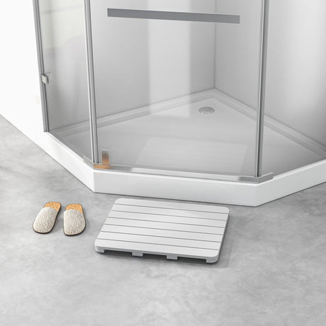 Waterproof HIPS Bath Spa Shower Mat with Non Slip Foot Pads-White