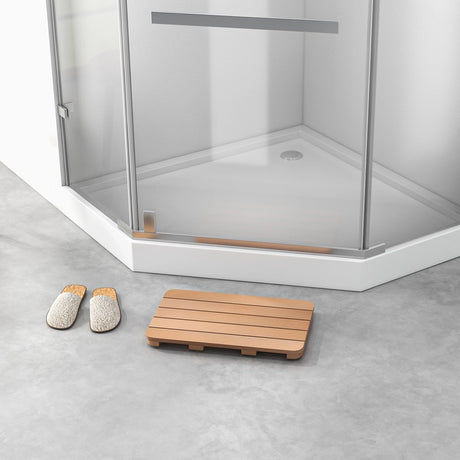 Waterproof HIPS Spa Shower Mat for Bathroom with Non Slip Foot Pads-Brown