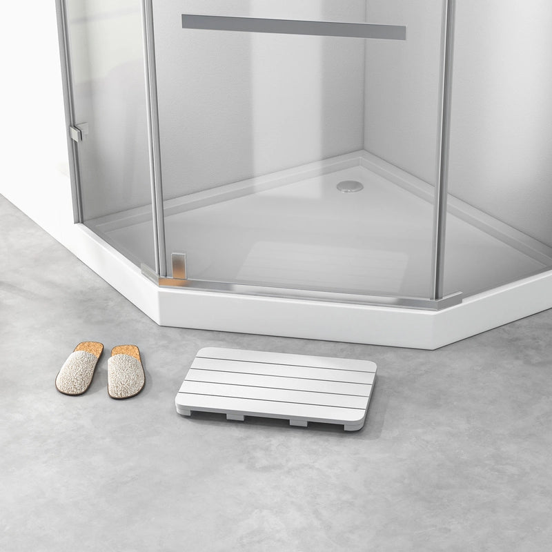 Waterproof HIPS Spa Shower Mat for Bathroom with Non Slip Foot Pads-White