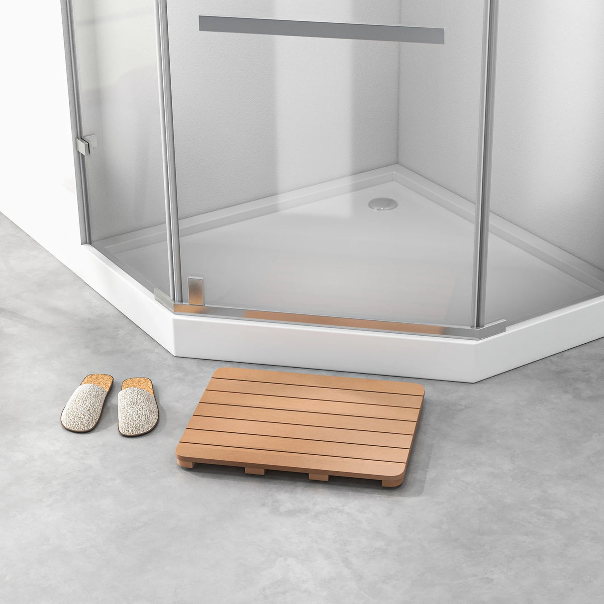 Waterproof HIPS Bath Spa Shower Mat with Non Slip Foot Pads-Brown
