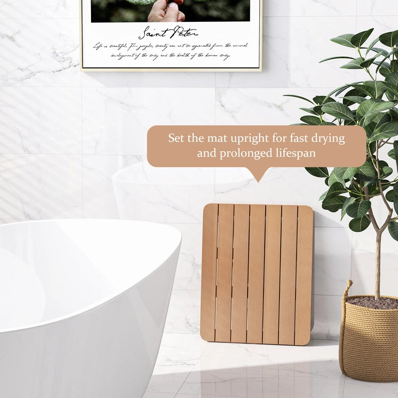 Waterproof HIPS Bath Spa Shower Mat with Non Slip Foot Pads-Brown