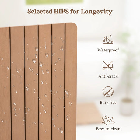 Waterproof HIPS Bath Spa Shower Mat with Non Slip Foot Pads-Brown