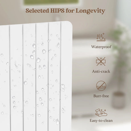Waterproof HIPS Bath Spa Shower Mat with Non Slip Foot Pads-White