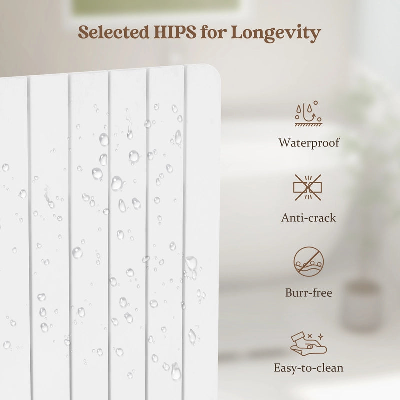 Waterproof HIPS Spa Shower Mat for Bathroom with Non Slip Foot Pads-White