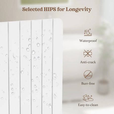 Waterproof HIPS Spa Shower Mat for Bathroom with Non Slip Foot Pads-White