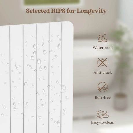 Waterproof HIPS Bath Spa Shower Mat with Non Slip Foot Pads-White