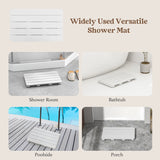 Waterproof HIPS Spa Shower Mat for Bathroom with Non Slip Foot Pads-White
