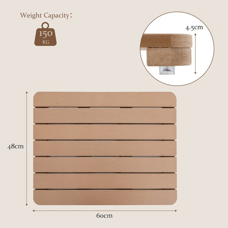 Waterproof HIPS Bath Spa Shower Mat with Non Slip Foot Pads-Brown