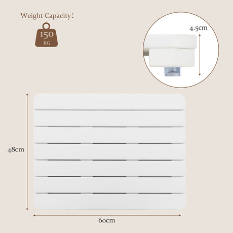 Waterproof HIPS Bath Spa Shower Mat with Non Slip Foot Pads-White