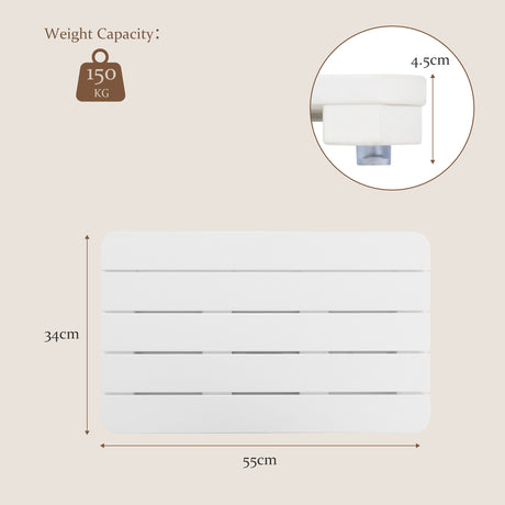 Waterproof HIPS Spa Shower Mat for Bathroom with Non Slip Foot Pads-White