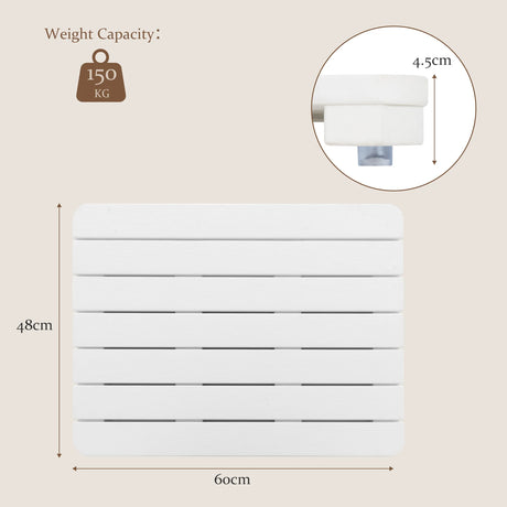 Waterproof HIPS Bath Spa Shower Mat with Non Slip Foot Pads-White