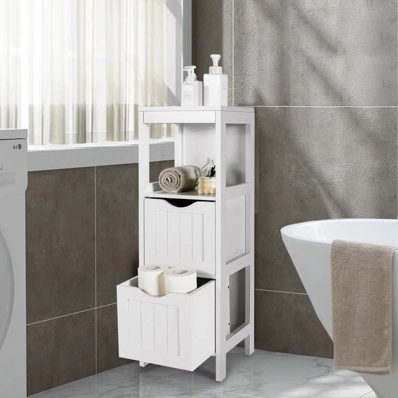 Freestanding Storage Cabinet with 2 Removable Drawers for Bathroom-White