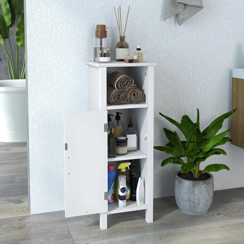 Adjustable Floor Storage Cabinet with Single Door for Bathroom