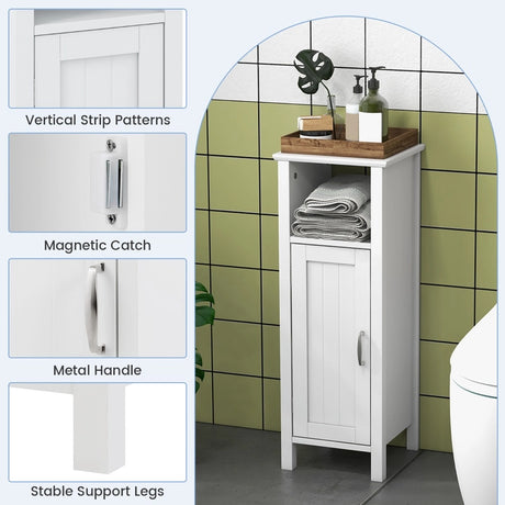 Adjustable Floor Storage Cabinet with Single Door for Bathroom