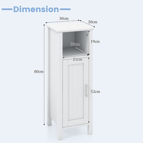 Adjustable Floor Storage Cabinet with Single Door for Bathroom