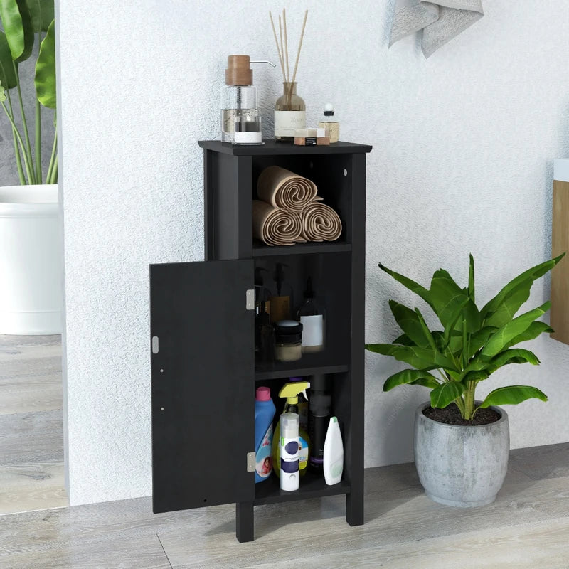 Bathroom Storage Organizer with 2-Tier Cabinet-Black