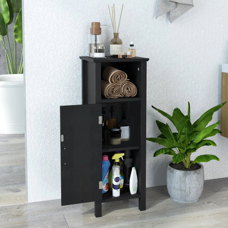 Bathroom Storage Organizer with 2-Tier Cabinet-Black