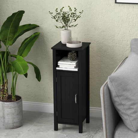 Bathroom Storage Organizer with 2-Tier Cabinet-Black