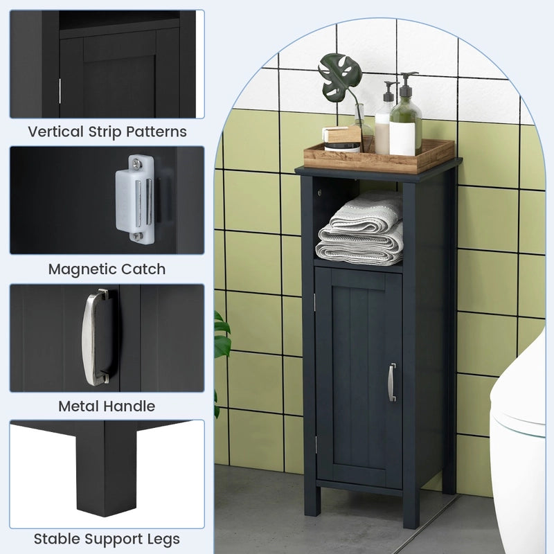 Bathroom Storage Organizer with 2-Tier Cabinet-Black