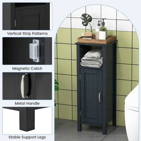 Bathroom Storage Organizer with 2-Tier Cabinet-Black
