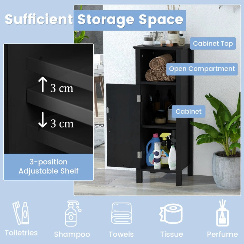 Bathroom Storage Organizer with 2-Tier Cabinet-Black