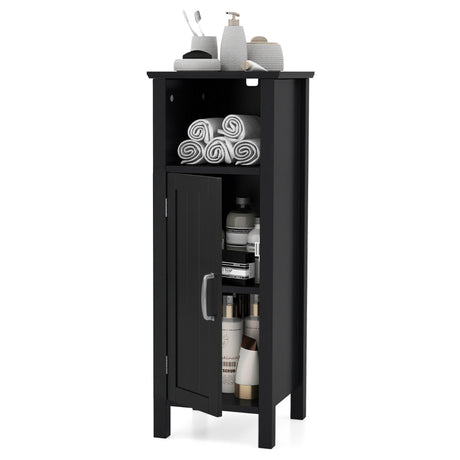 Bathroom Storage Organizer with 2-Tier Cabinet-Black