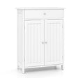 Bathroom Floor Cabinet Freestanding Storage Organizer with 2 Doors-White