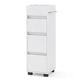 Bathroom Floor Cabinet with 3 Drawers, 4 Top Dividers and 1 Towel Rack-White