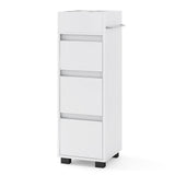 Bathroom Floor Cabinet with 3 Drawers, 4 Top Dividers and 1 Towel Rack-White