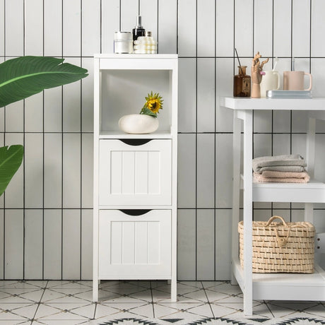 Freestanding Storage Cabinet with 2 Removable Drawers for Bathroom-White
