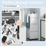 Bathroom Floor Cabinet with 3 Drawers, 4 Top Dividers and 1 Towel Rack-White
