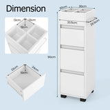 Bathroom Floor Cabinet with 3 Drawers, 4 Top Dividers and 1 Towel Rack-White