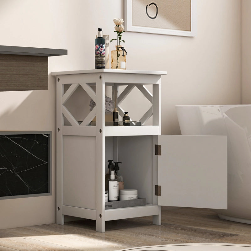 Single Door Storage Cabinet with Open Compartment for Home Living