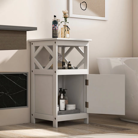 Single Door Storage Cabinet with Open Compartment for Home Living