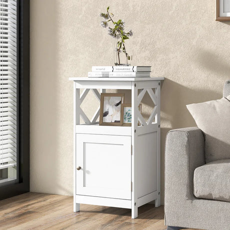 Single Door Storage Cabinet with Open Compartment for Home Living